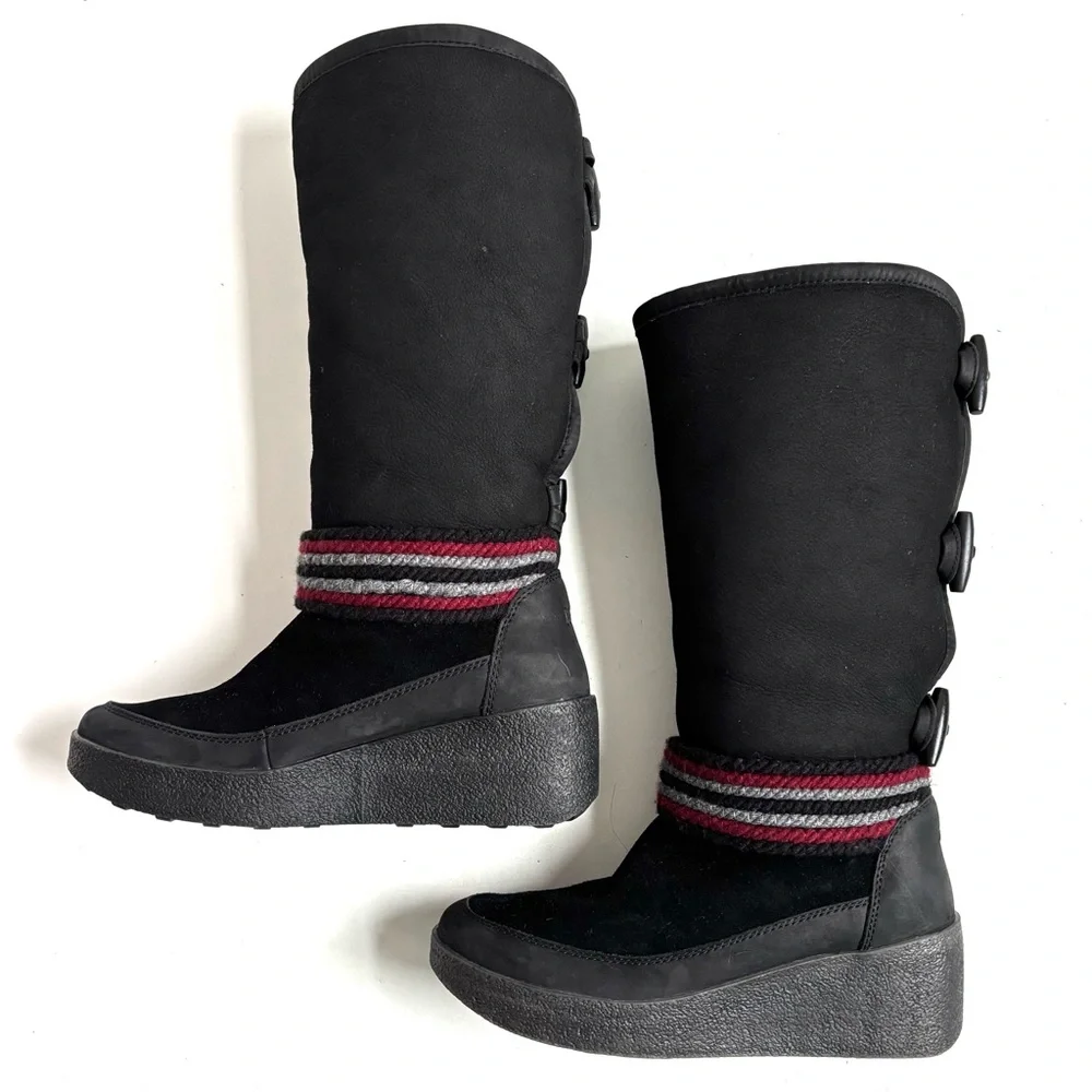 COUGAR Duncan Shearling-Trim Suede Tall Boots Black Size 9
